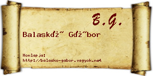 Balaskó Gábor névjegykártya