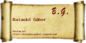 Balaskó Gábor névjegykártya